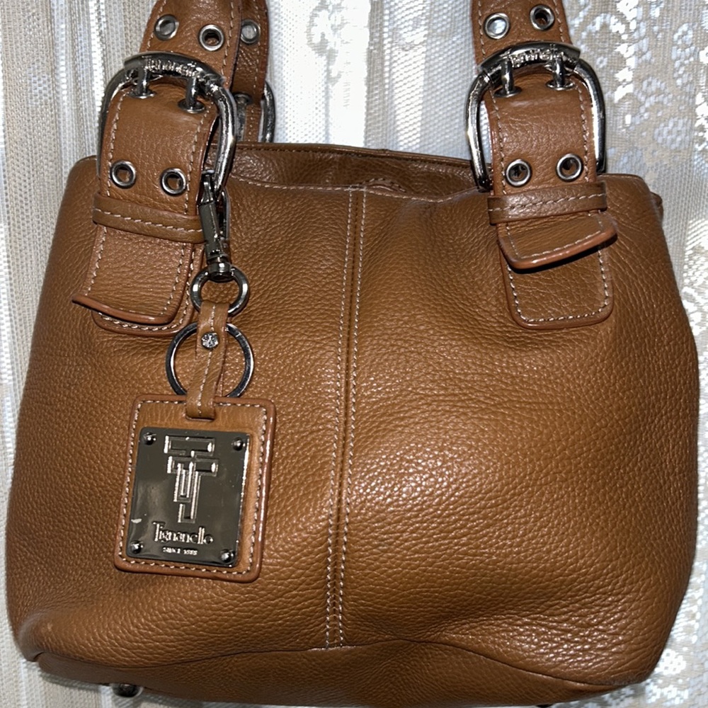 TIGNANELLO-GOLDEN BROWN ALL LEATHER/WITH SILVERTONE BUCKLES & NAME TOGGLE - Picture 3 of 10
